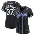 Teoscar Hernández Los Angeles Dodgers Women's Fashion Black Out Replica Jersey