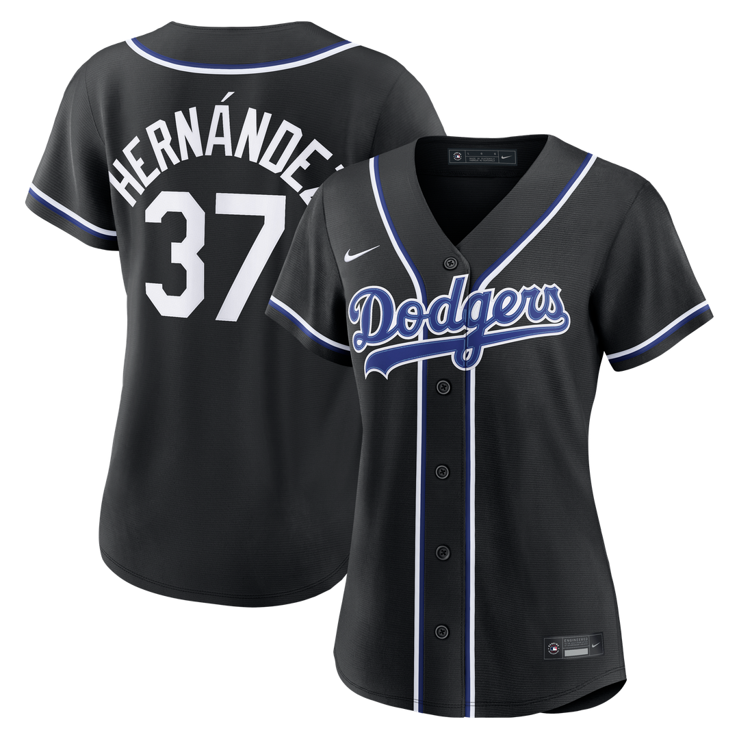 Teoscar Hernández Los Angeles Dodgers Women's Fashion Black Out Replica Jersey