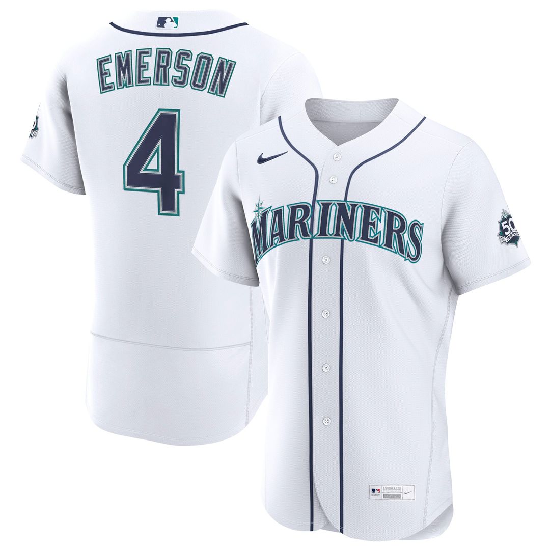 Colt Emerson Seattle Mariners Home 50th Season Authentic Jersey - White