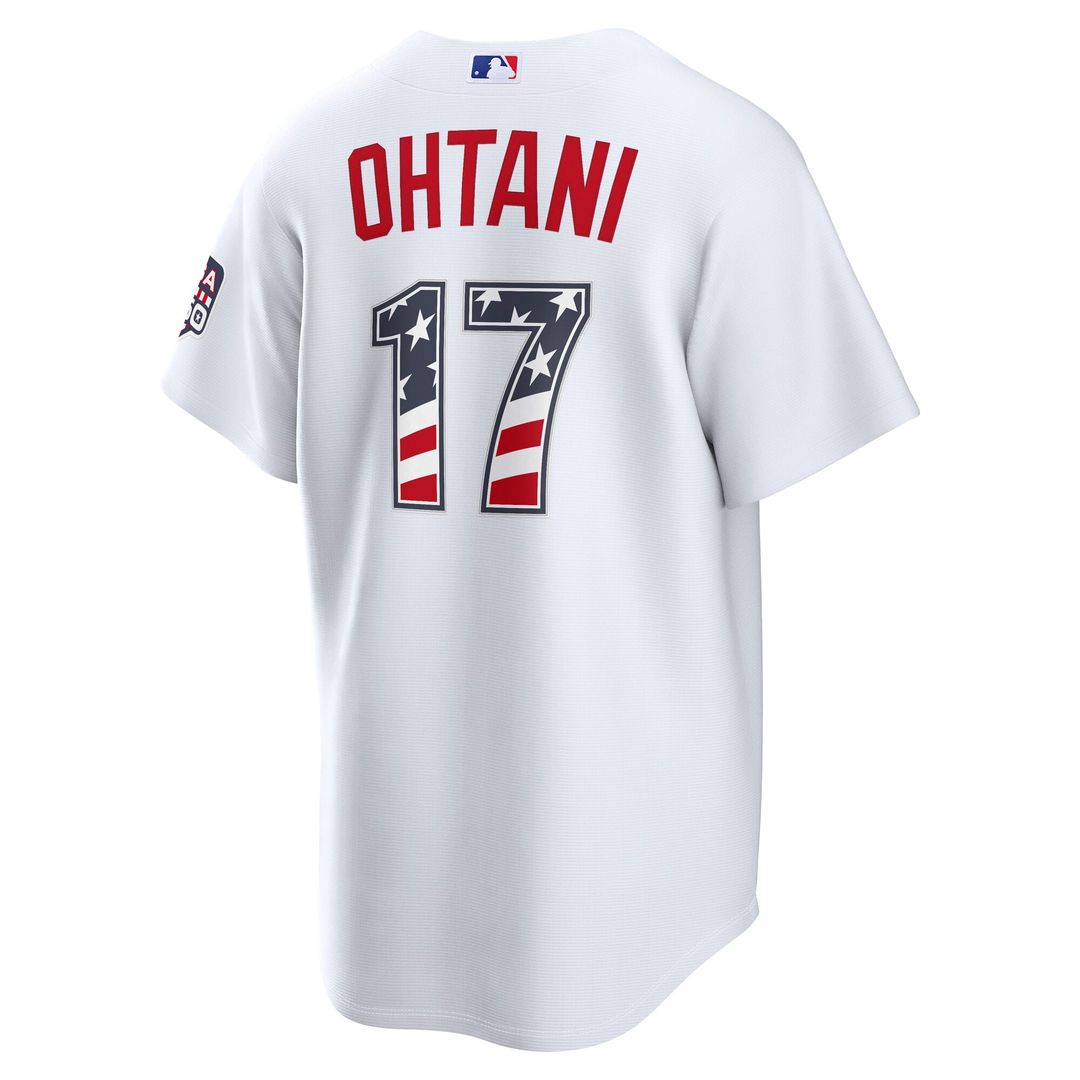 Fourth of July Los Angeles Dodgers Shohei Ohtani White USA 250 Stadium Jersey