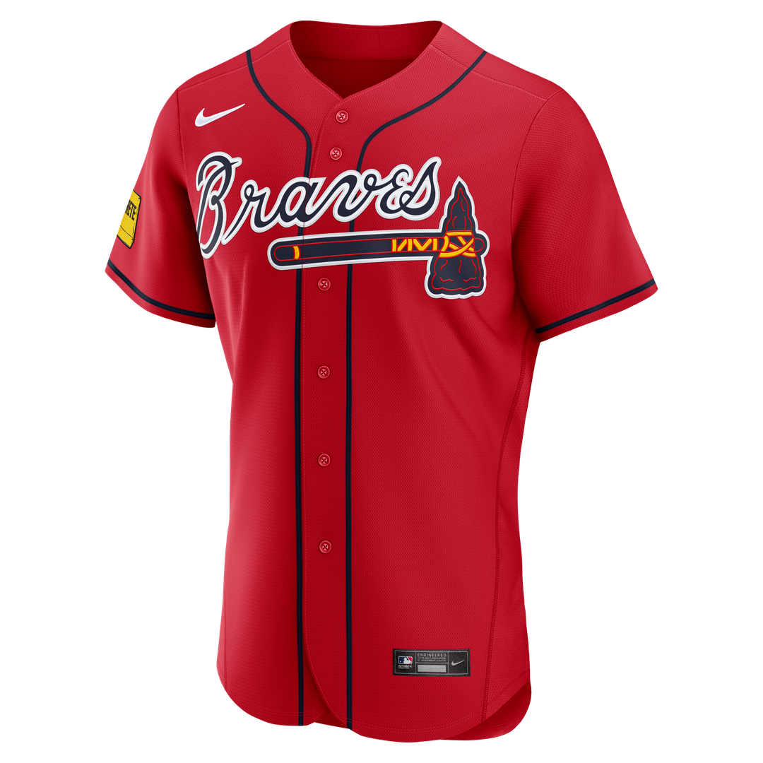 Ronald Acuña Jr. Atlanta Braves Alternate Authentic Sponsor Patch Jersey - Red