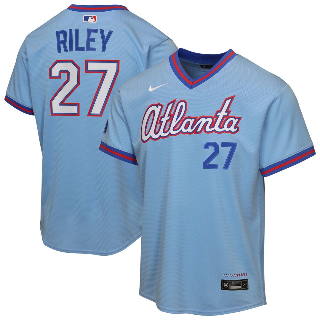 Austin Riley Atlanta Braves Youth 2026 City Connect Stadium Jersey - Powder Blue