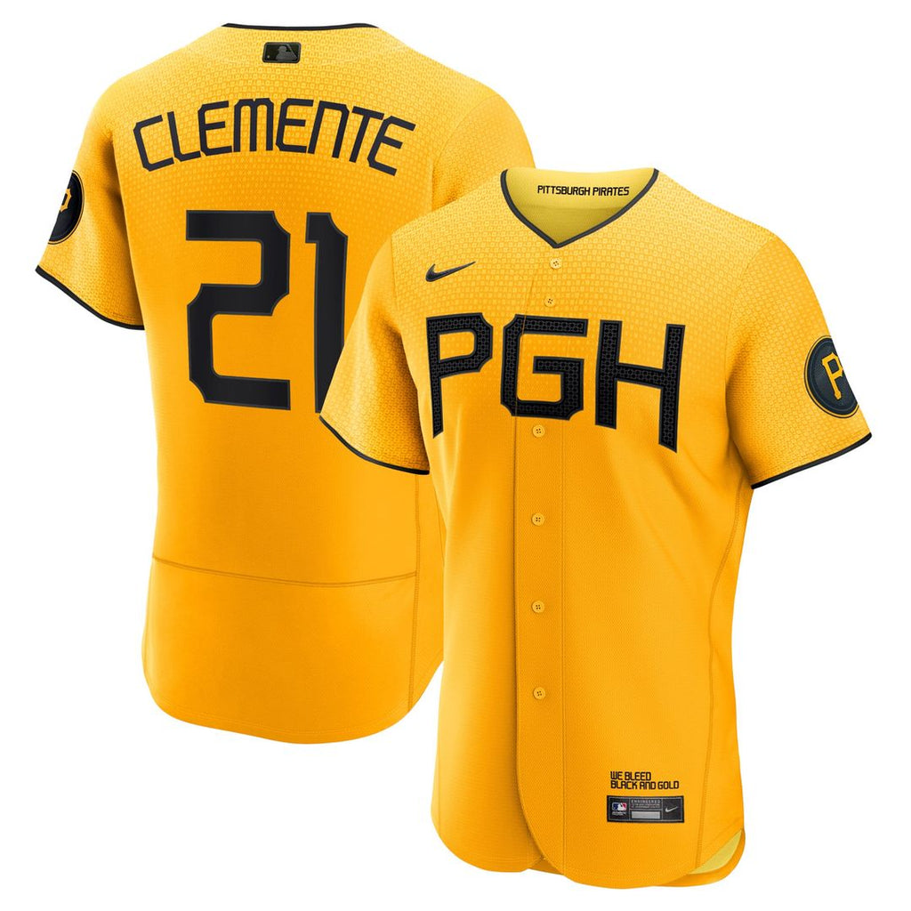 Roberto Clemente Pittsburgh Pirates City Connect Authentic Player Jersey - Gold