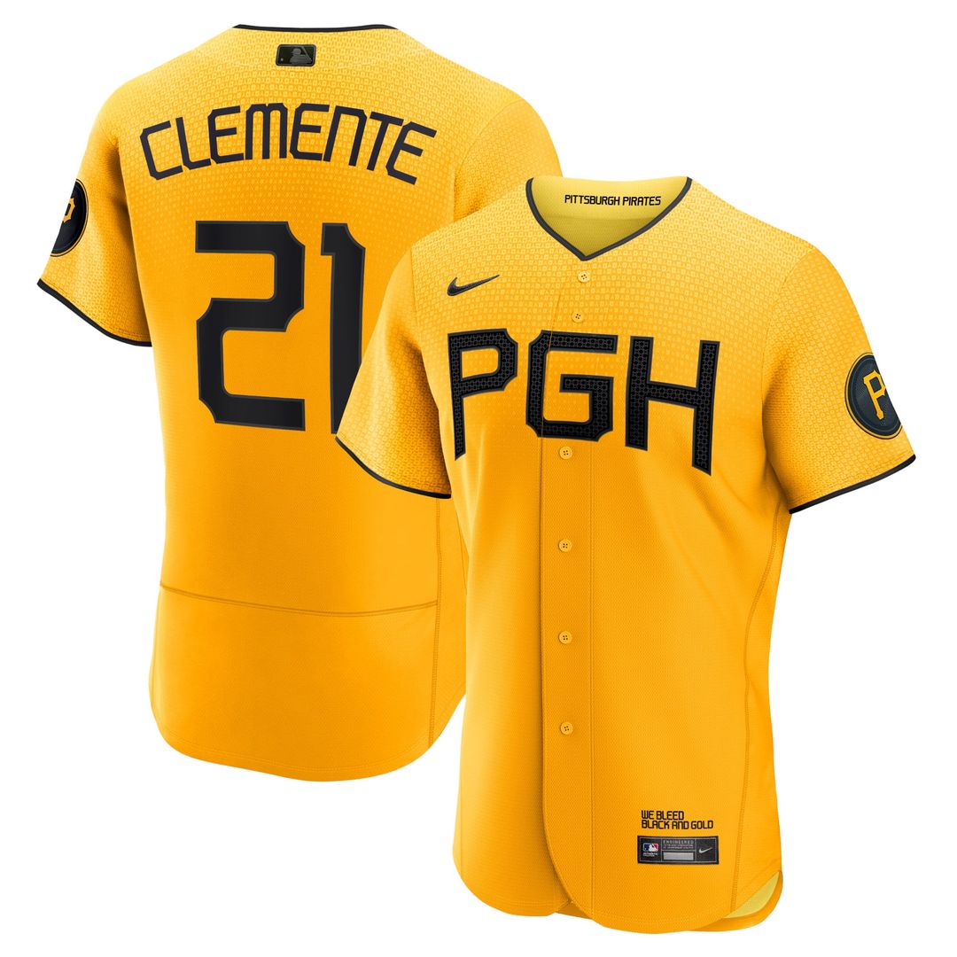 Roberto Clemente Pittsburgh Pirates City Connect Authentic Player Jersey - Gold