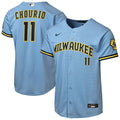 Jackson Chourio Milwaukee Brewers Youth Road Stadium Jersey - Powder Blue
