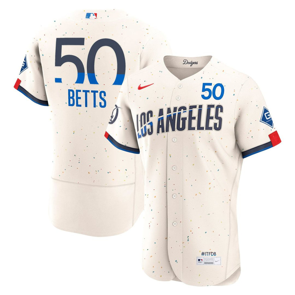 Mookie Betts Los Angeles Dodgers City Connect Authentic Sponsor Patch Jersey - Cream