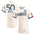 Mookie Betts Los Angeles Dodgers City Connect Authentic Sponsor Patch Jersey - Cream