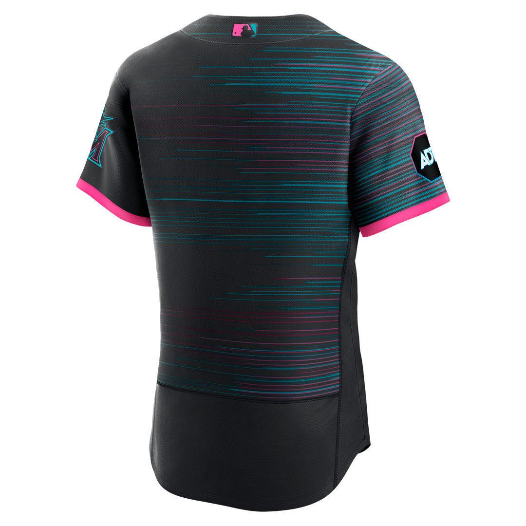 Miami Marlins City Connect Authentic Sponsor Patch Jersey - Black