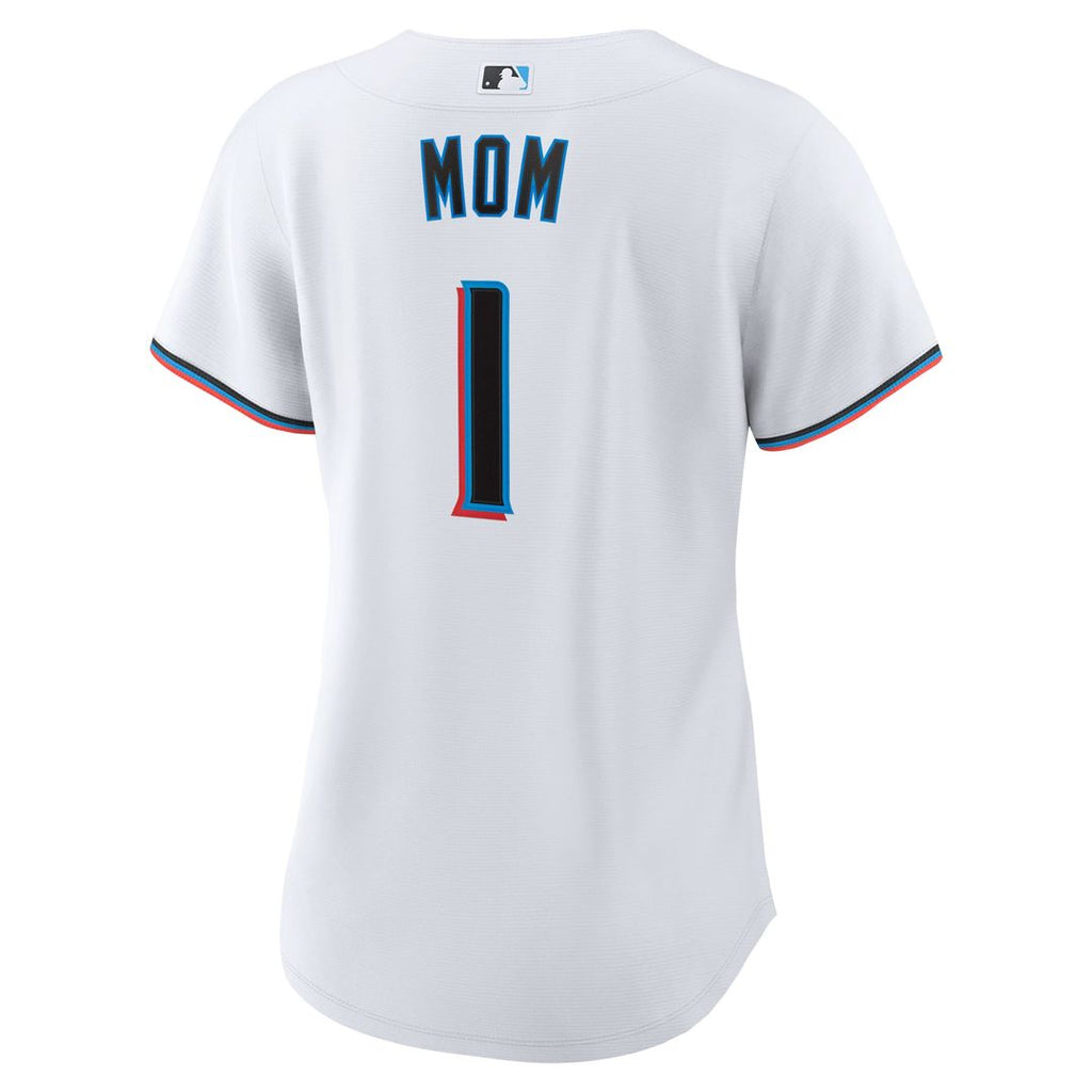 Miami Marlins Women's #1 Mom Home Replica Jersey - White