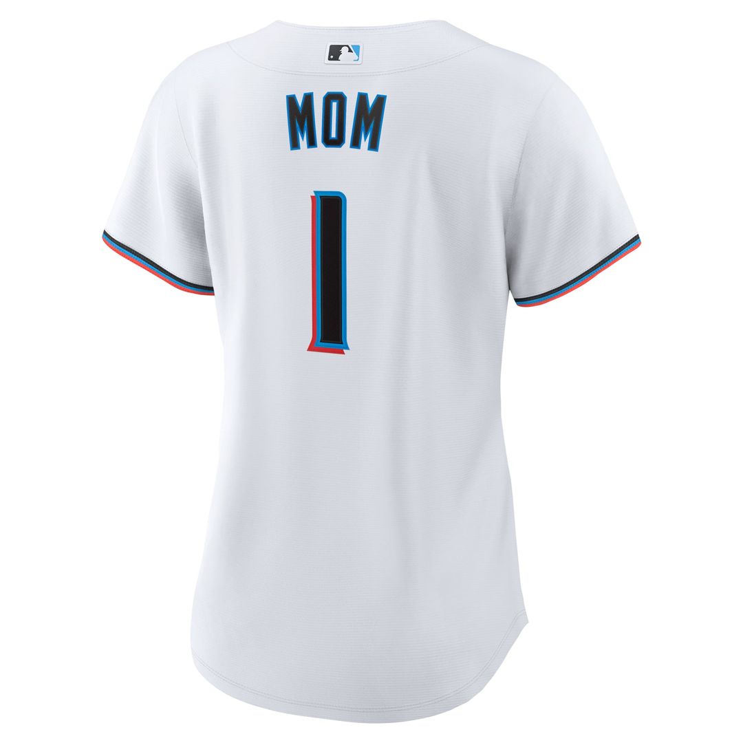Miami Marlins Women's #1 Mom Home Replica Jersey - White
