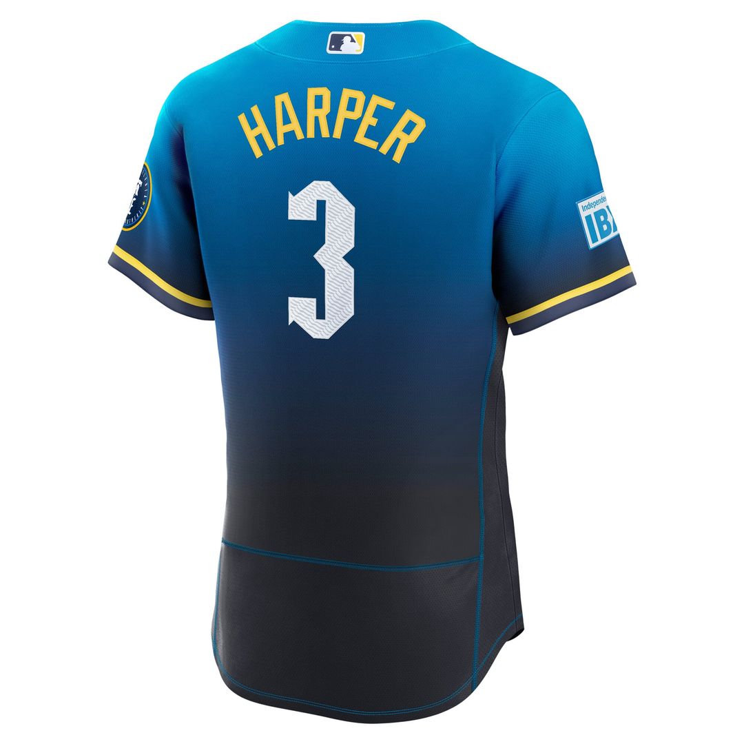 Bryce Harper Philadelphia Phillies City Connect Authentic Sponsor Patch Jersey - Blue