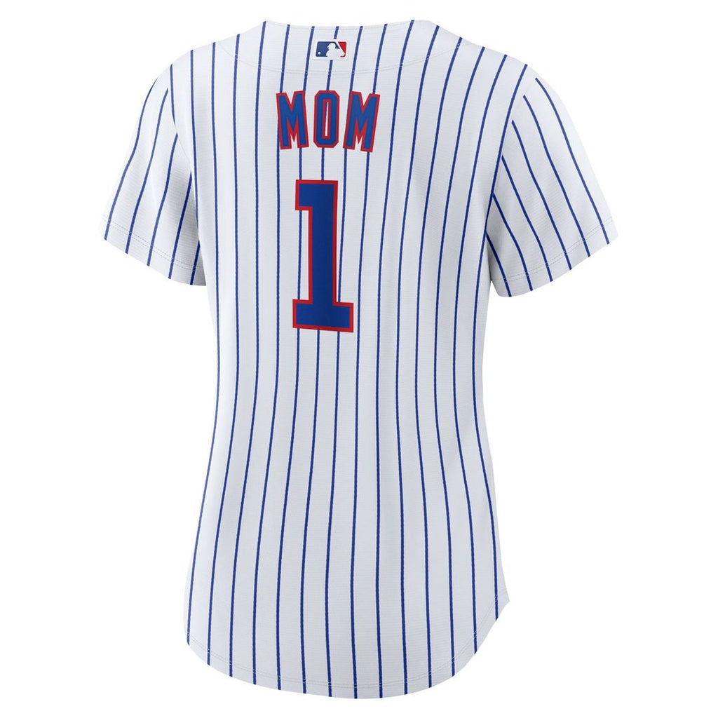 Chicago Cubs Women's #1 Mom Home Replica Jersey - White