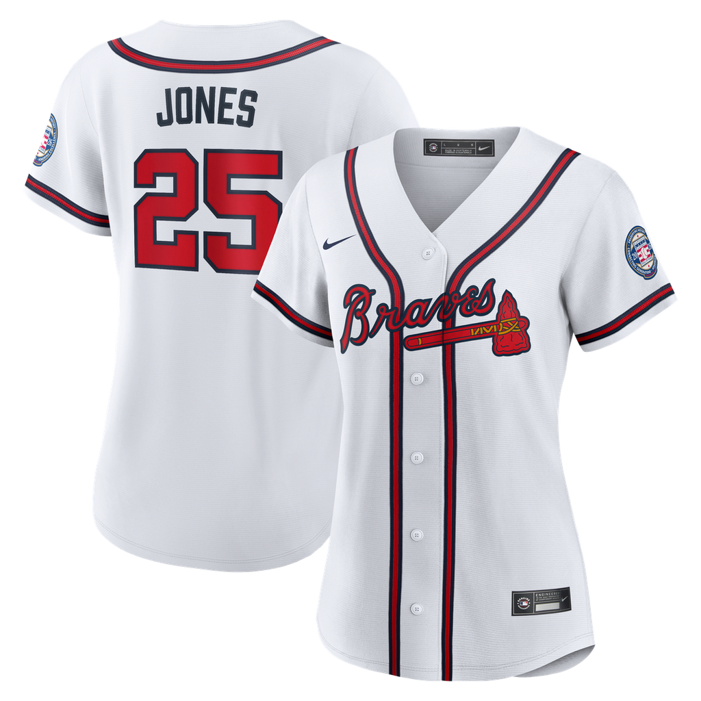 Andruw Jones Atlanta Braves Women's 2026 Baseball Hall of Fame Retired Player Replica Jersey - White