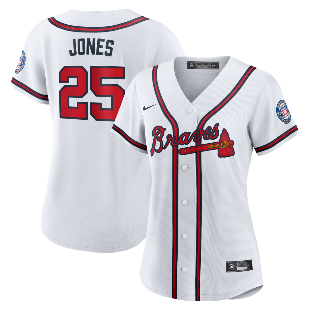 Andruw Jones Atlanta Braves Women's 2026 Baseball Hall of Fame Retired Player Replica Jersey - White