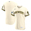 Milwaukee Brewers Home Sponsor Patch Authentic Jersey - Cream