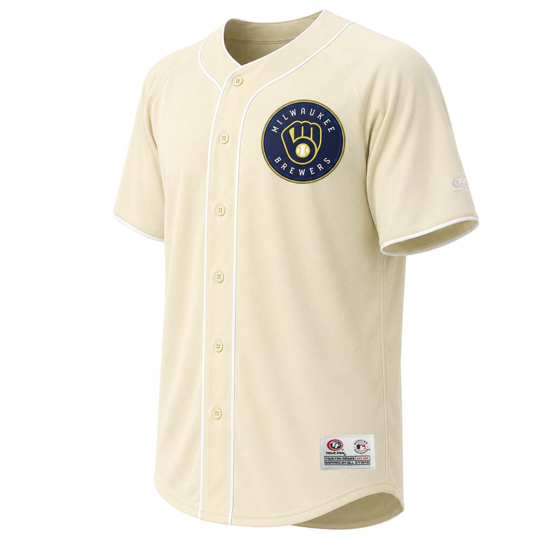 Milwaukee Brewers Stitches Fashion Jersey - Cream