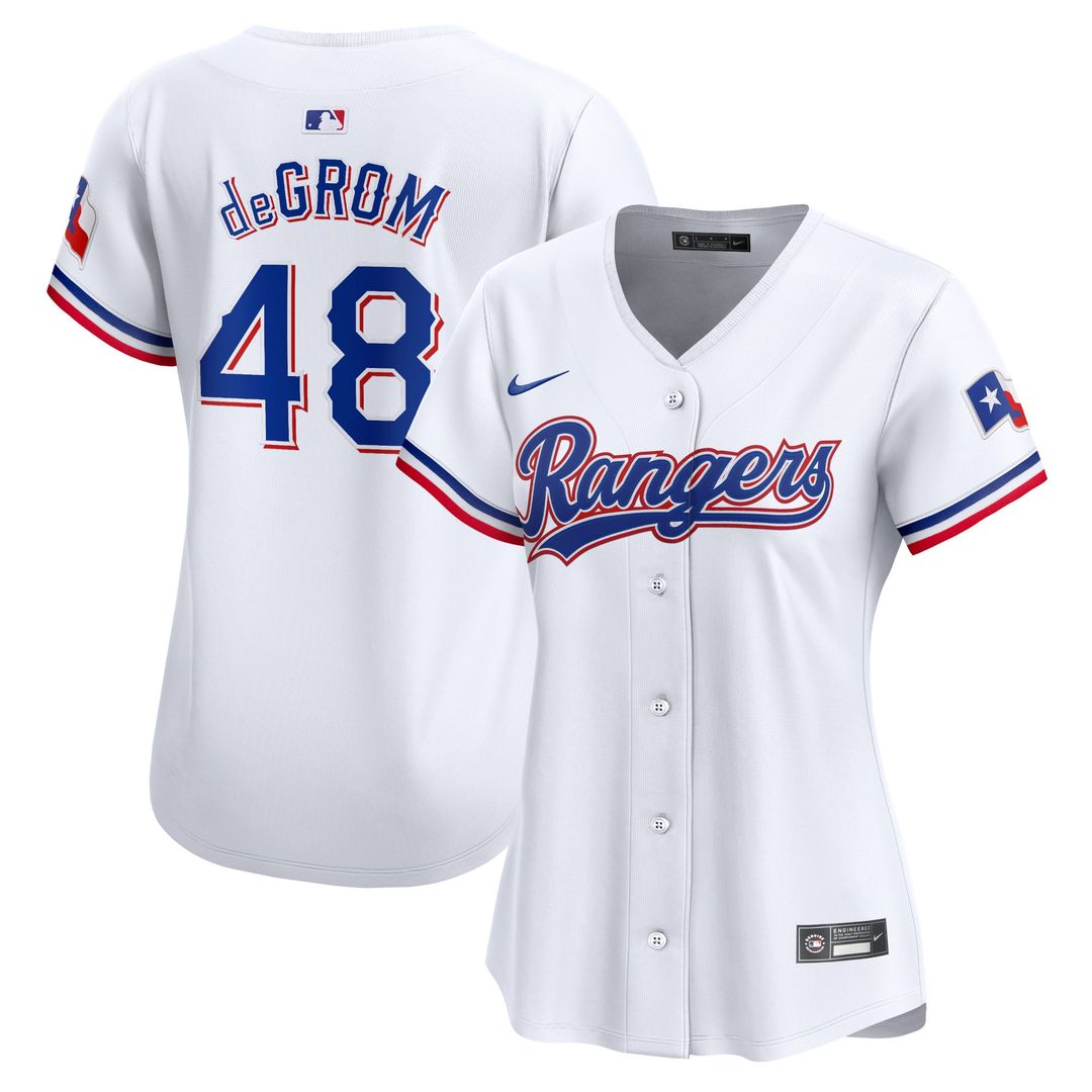 Jacob deGrom Texas Rangers Women's Home Limited Player Jersey - White