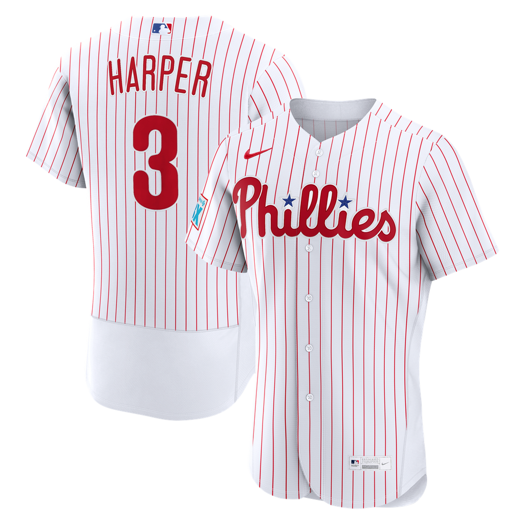 Bryce Harper Philadelphia Phillies Home Authentic Sponsor Patch Jersey - White
