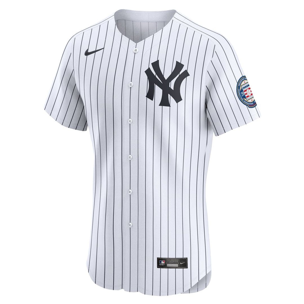 Derek Jeter New York Yankees Home 2020 Hall of Fame Induction Patch Elite Player Jersey - White