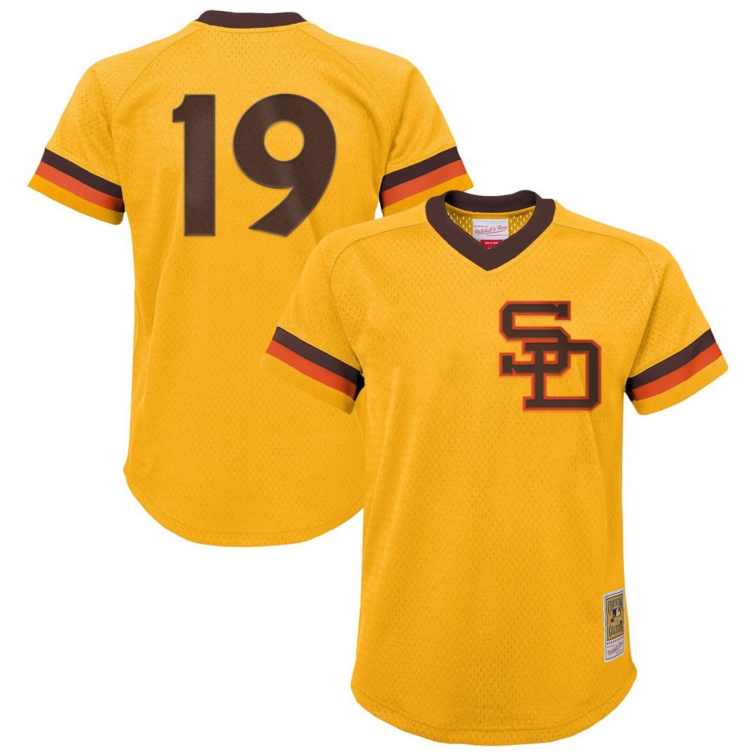 Tony Gwynn San Diego Padres Youth Cooperstown Collection Mesh Batting Practice Jersey - Gold