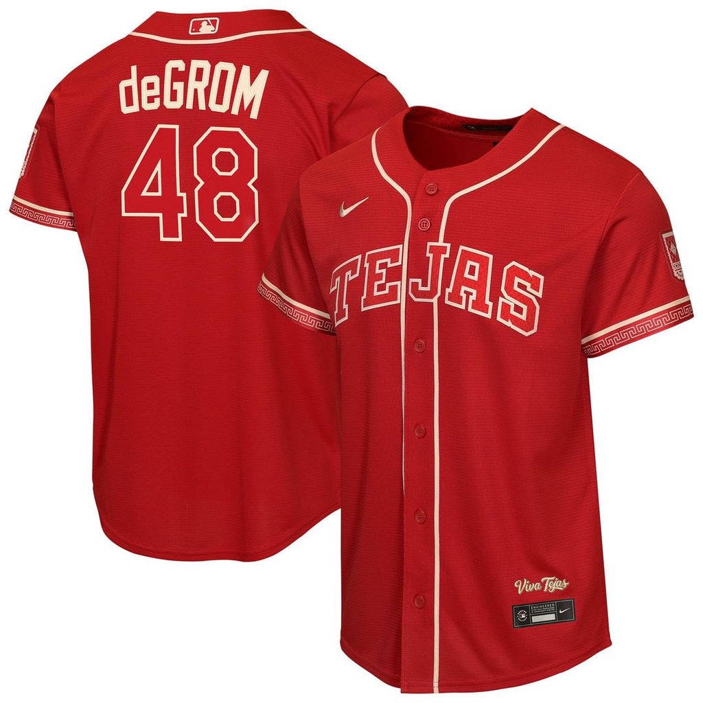 Jacob deGrom Texas Rangers Youth 2026 City Connect Stadium Jersey - Red