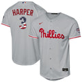 Bryce Harper Philadelphia Phillies Youth USA 250 Fourth of July Road Replica Jersey - Gray