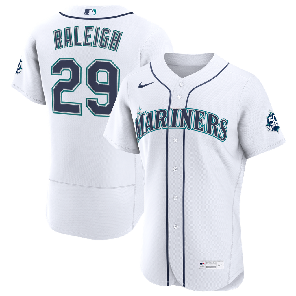 Cal Raleigh Seattle Mariners Home 50th Season Authentic Jersey - White
