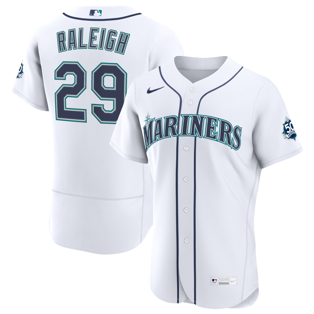 Cal Raleigh Seattle Mariners Home 50th Season Authentic Jersey - White