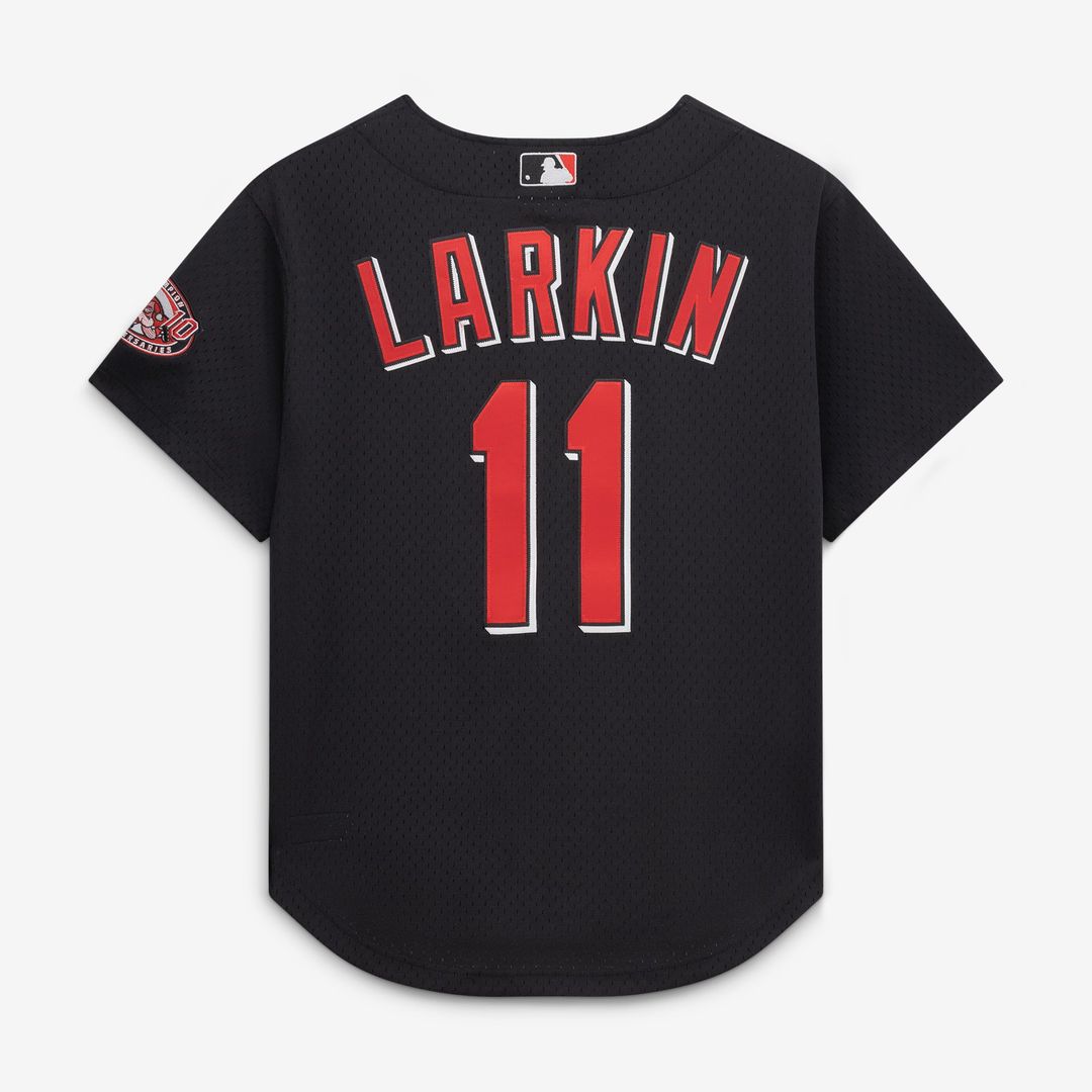 Barry Larkin Cincinnati Reds Cooperstown Collection Mesh Batting Practice Button - Up Jersey - Black