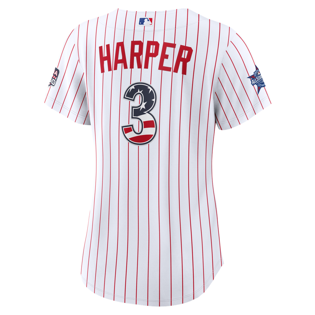 2026 All - Star Edition Stars & Stripes Women's Philadelphia Phillies Bryce Harper White Stadium Jersey