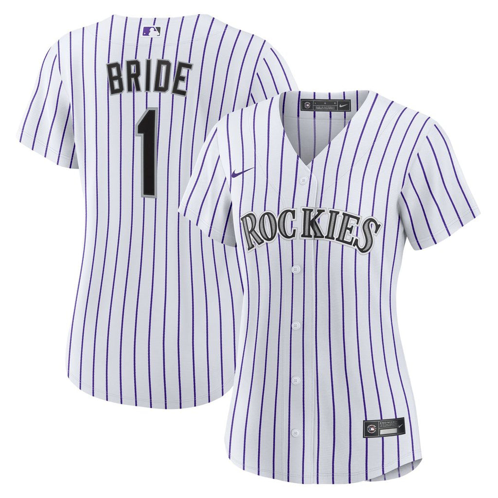 Colorado Rockies Women's #1 Bride Home Replica Jersey - White