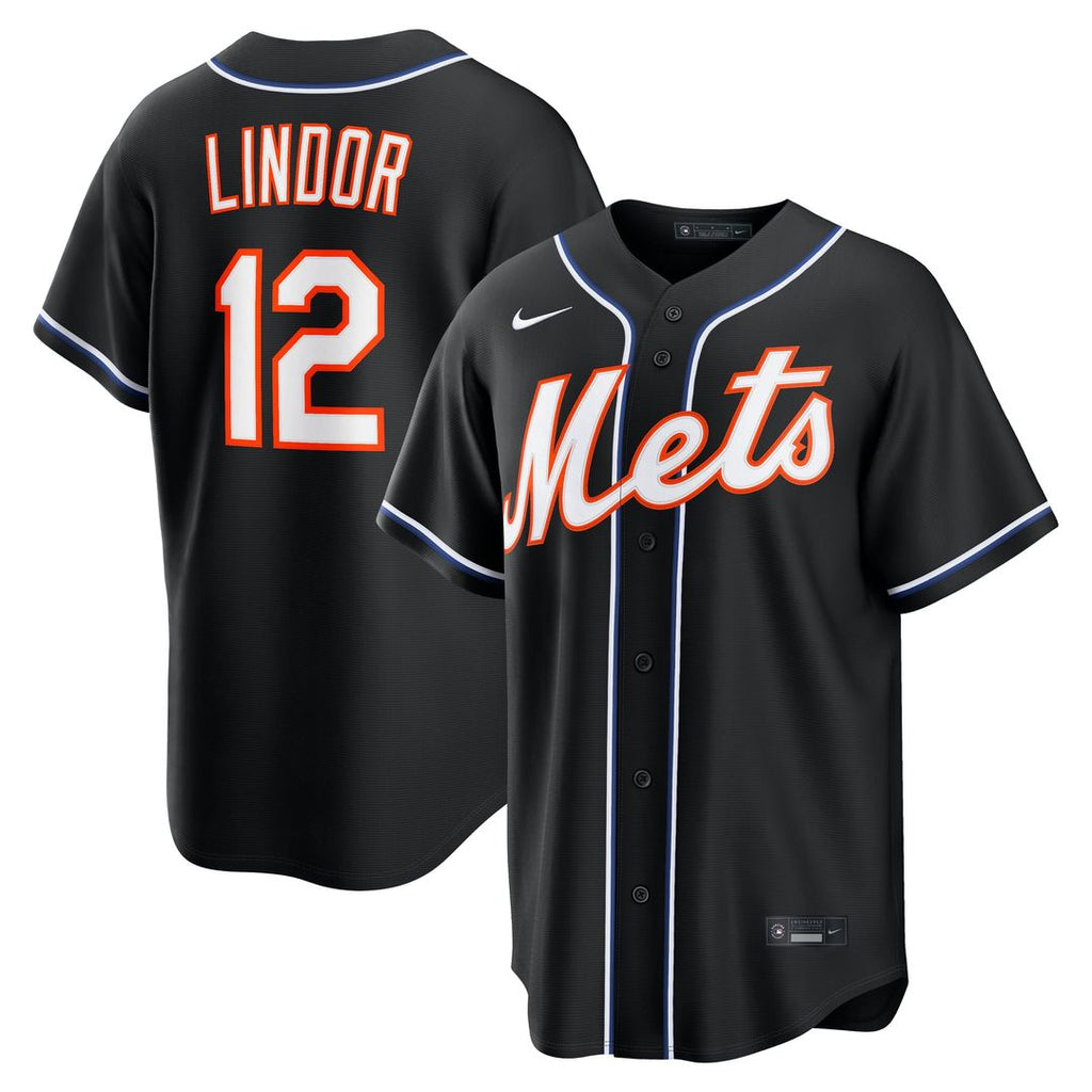 Francisco Lindor New York Mets Fashion Replica Black Out Jersey