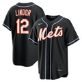 Francisco Lindor New York Mets Fashion Replica Black Out Jersey