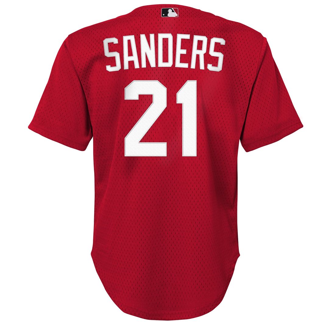 Deion Sanders Cincinnati Reds Youth Cooperstown Mesh Batting Practice Jersey - Red