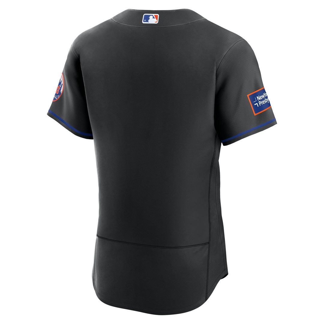 New York Mets Alternate Sponsor Patch Authentic Jersey - Black