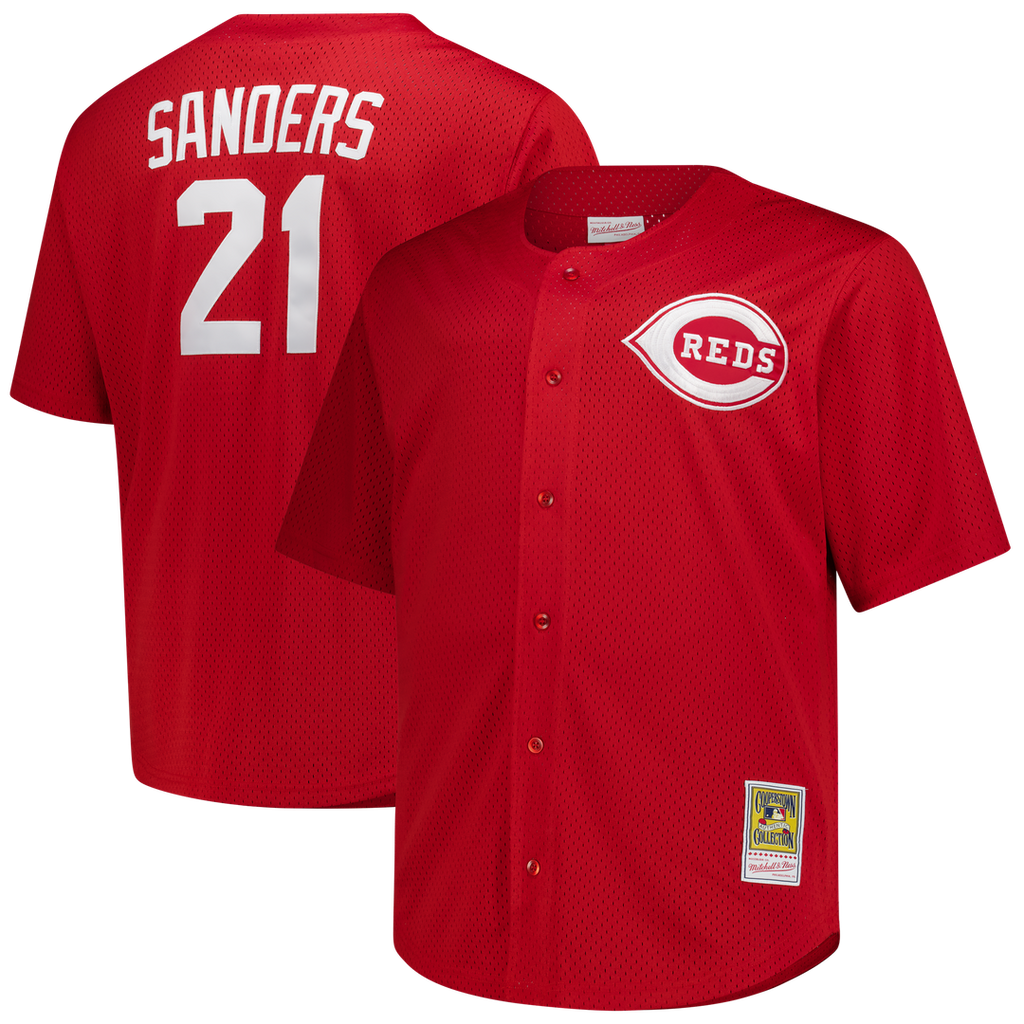 Deion Sanders Cincinnati Reds Big & Tall Cooperstown Mesh Batting Practice Jersey - Red
