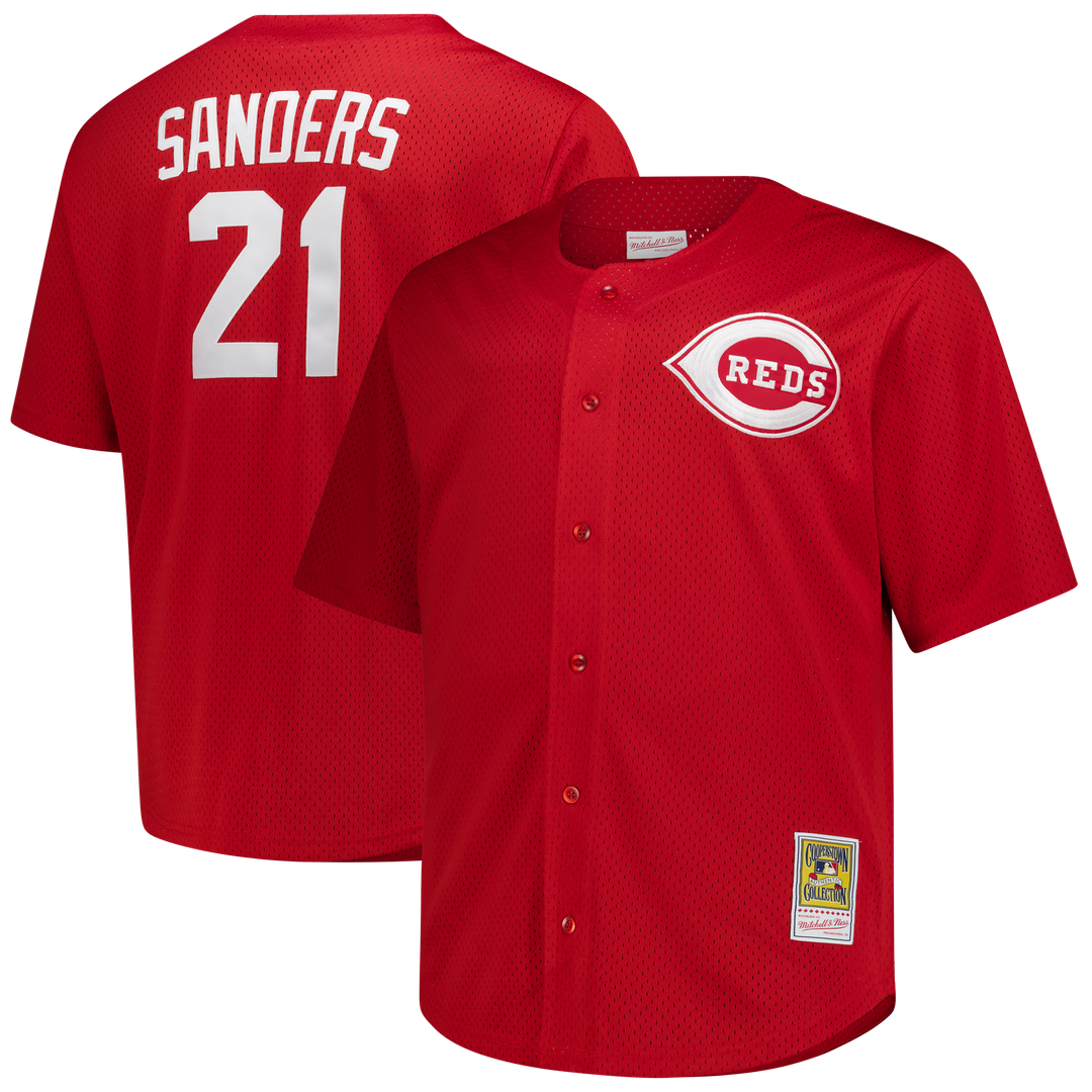 Deion Sanders Cincinnati Reds Big & Tall Cooperstown Mesh Batting Practice Jersey - Red