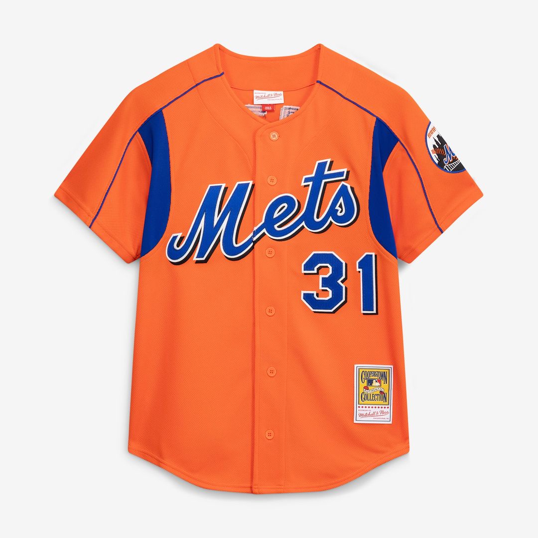 Mike Piazza New York Mets Cooperstown Collection Mesh Batting Practice Button - Up Jersey - Orange