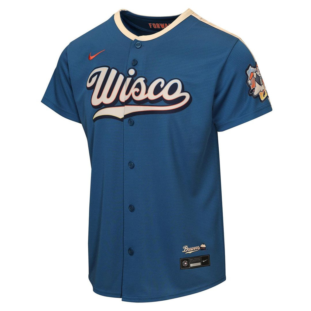 Milwaukee Brewers Youth 2026 City Connect Stadium Jersey - Mineral Blue