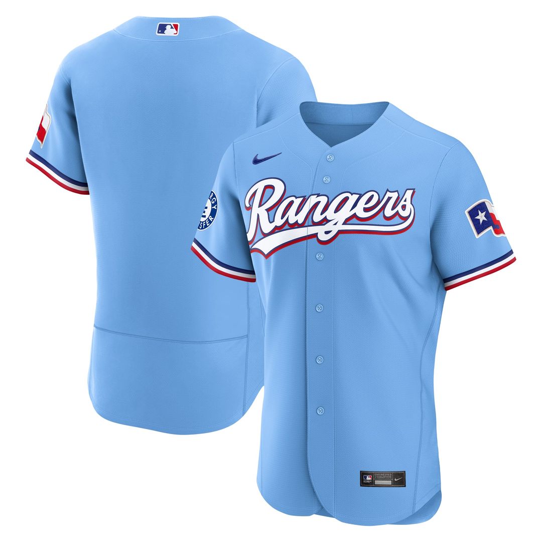 Texas Rangers Alternate Sponsor Patch Authentic Jersey - Light Blue