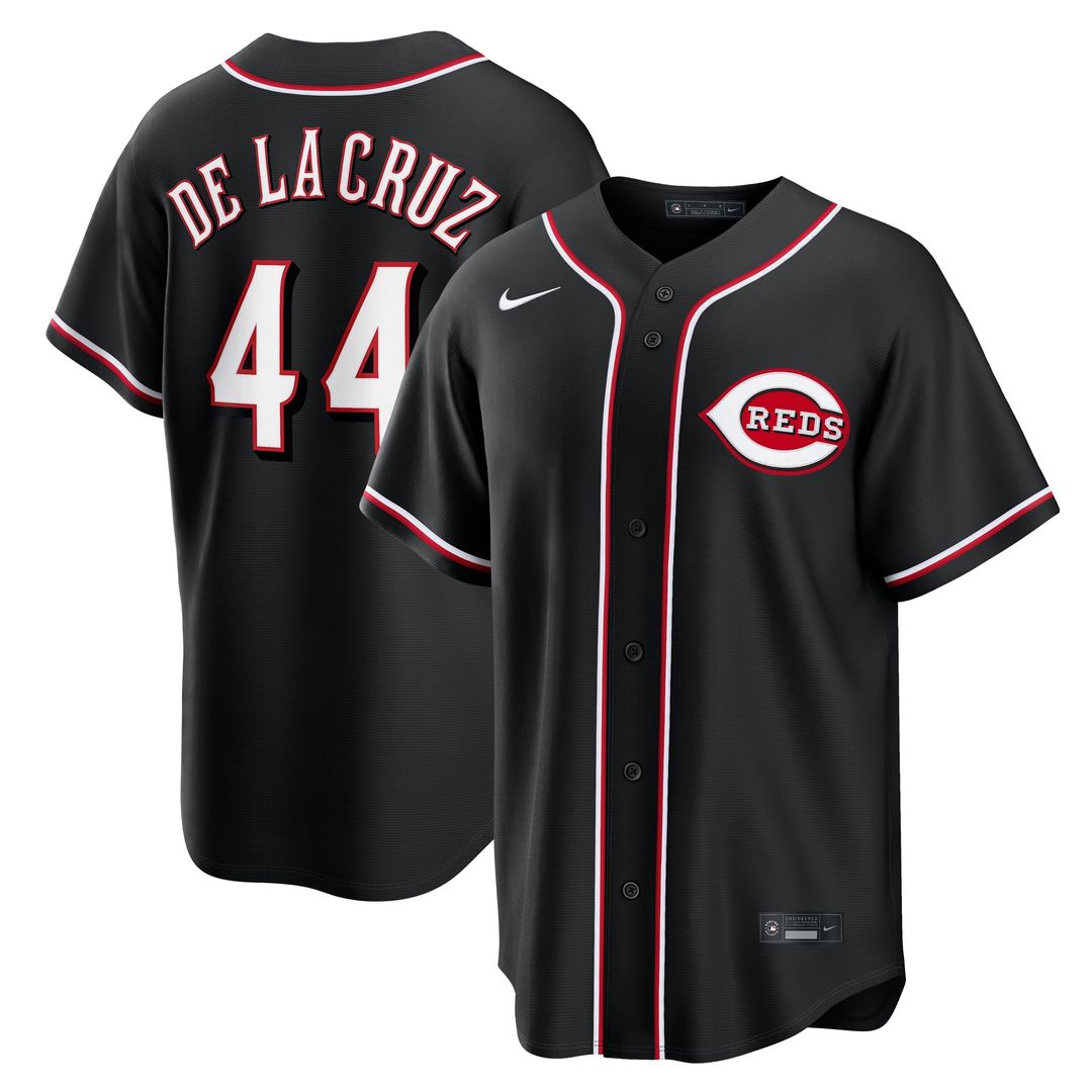 Elly De La Cruz Cincinnati Reds Fashion Replica Black Out Jersey