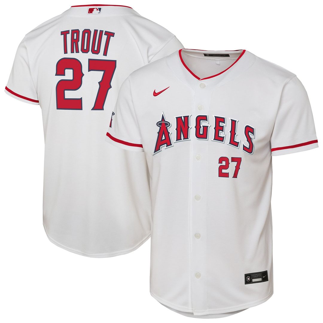 Mike Trout Los Angeles Angels Youth Home Stadium Jersey - White