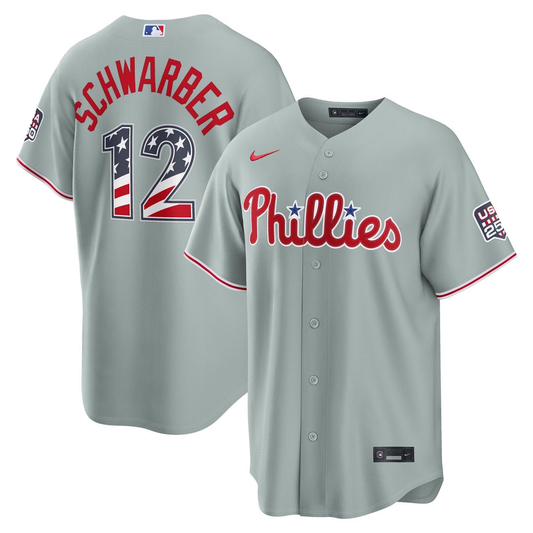 Fourth of July Philadelphia Phillies Kyle Schwarber Gray USA 250 Stadium Jersey