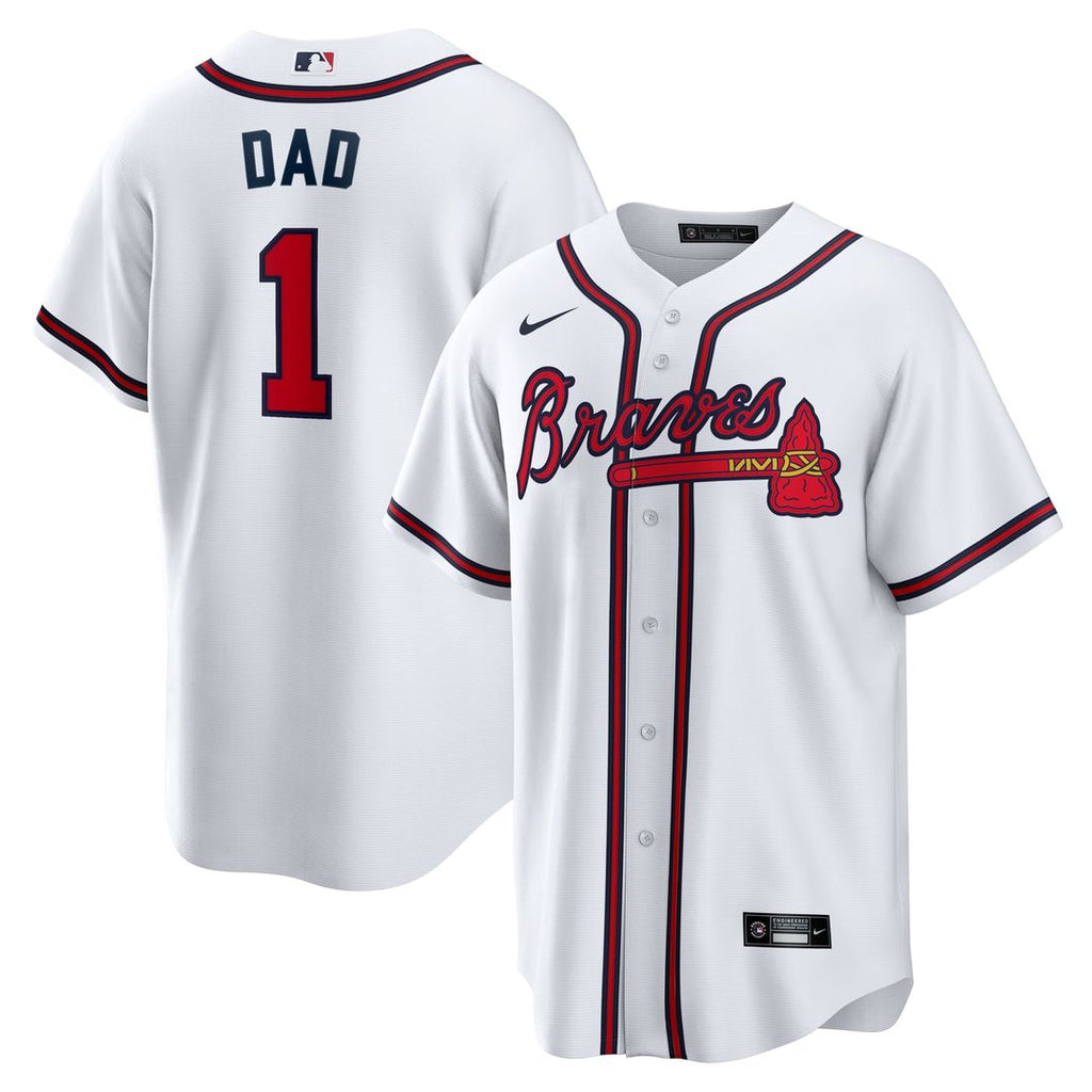 Atlanta Braves #1 Dad Home Replica Jersey - White