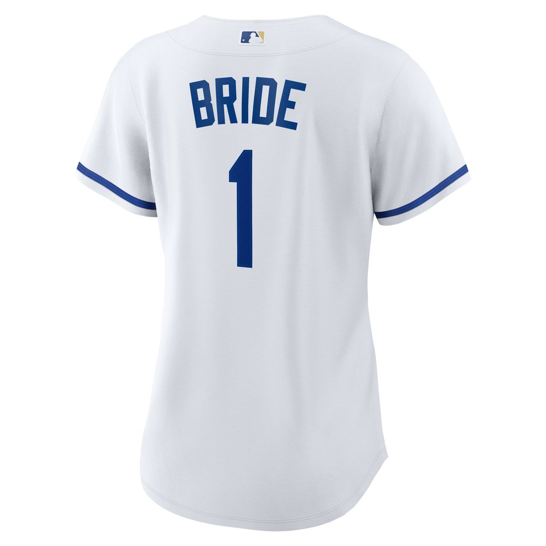 Kansas City Royals Women's #1 Bride Home Replica Jersey - White