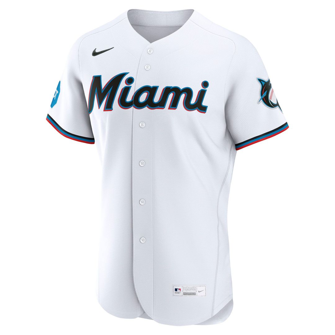 Miami Marlins Home Sponsor Patch Authentic Jersey - White