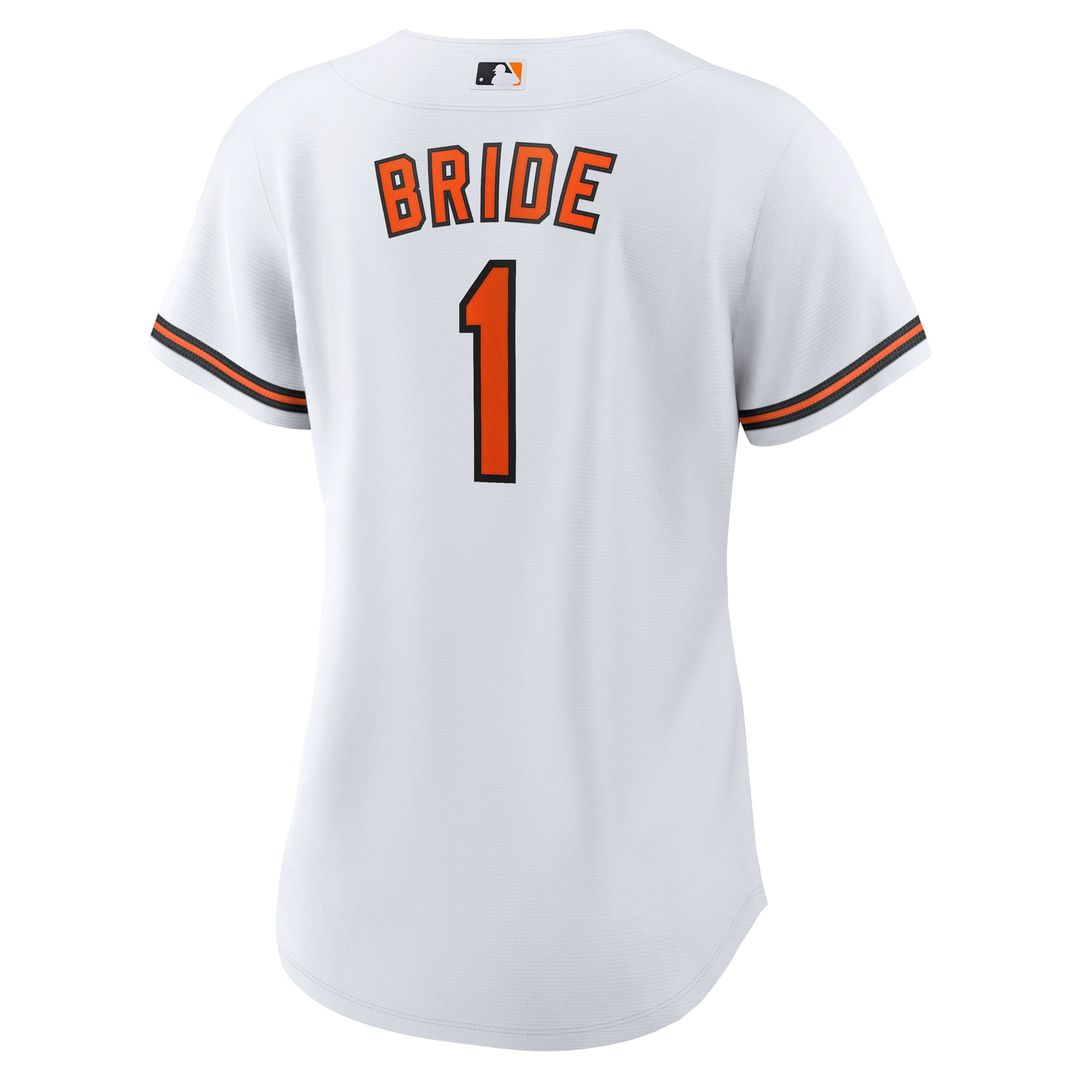 Baltimore Orioles Women's #1 Bride Home Replica Jersey - White