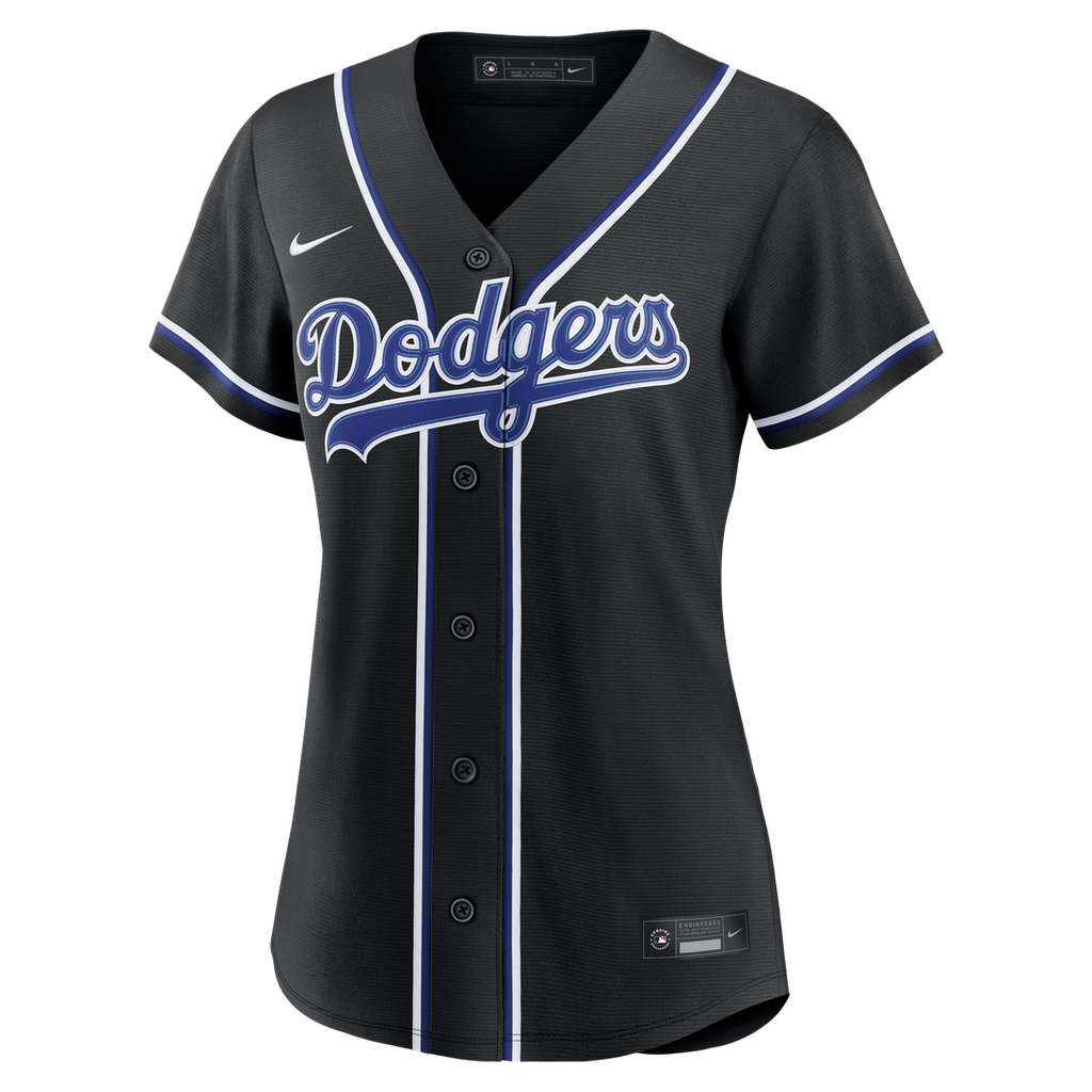 Teoscar Hernández Los Angeles Dodgers Women's Fashion Black Out Replica Jersey