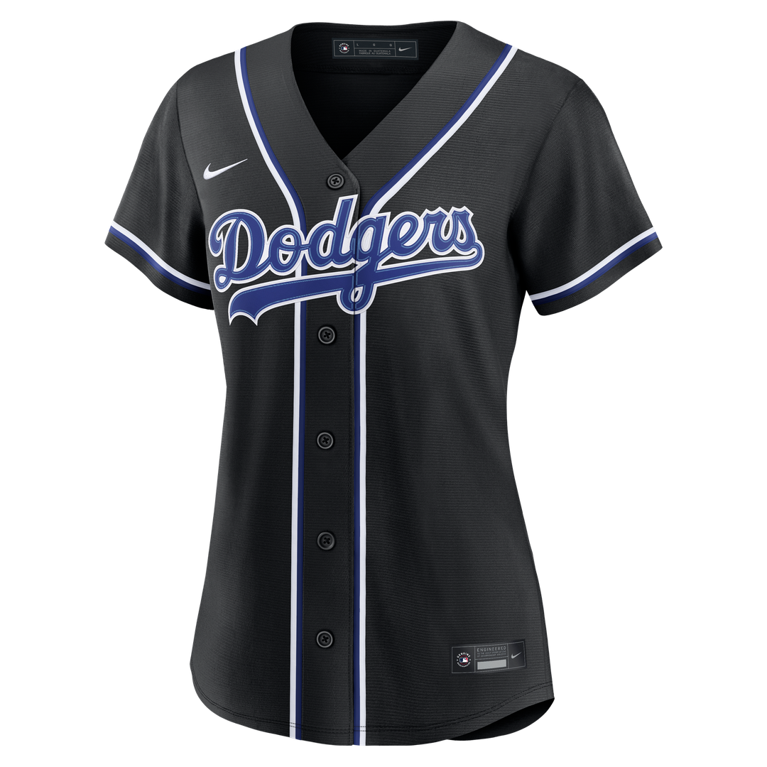 Teoscar Hernández Los Angeles Dodgers Women's Fashion Black Out Replica Jersey