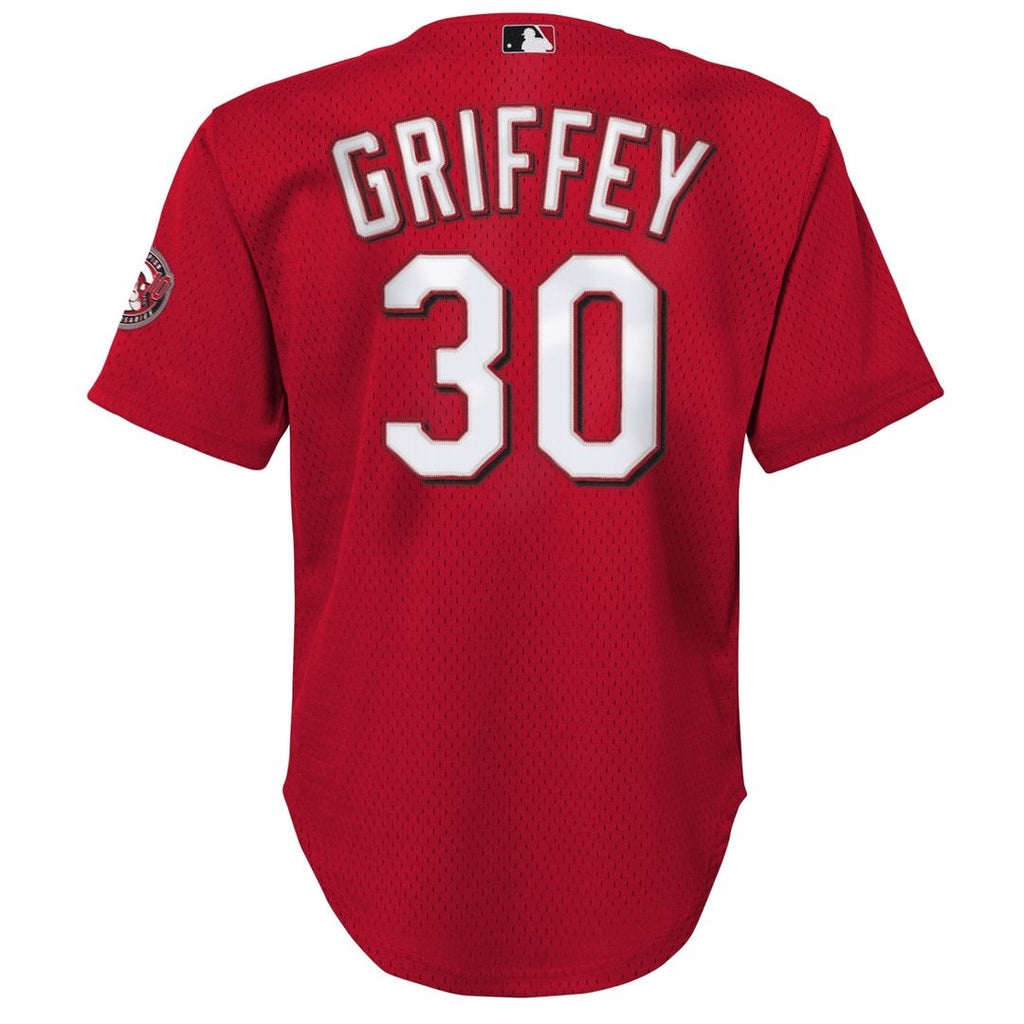 Ken Griffey Jr. Cincinnati Reds Youth Cooperstown Collection Mesh Batting Practice Jersey - Red